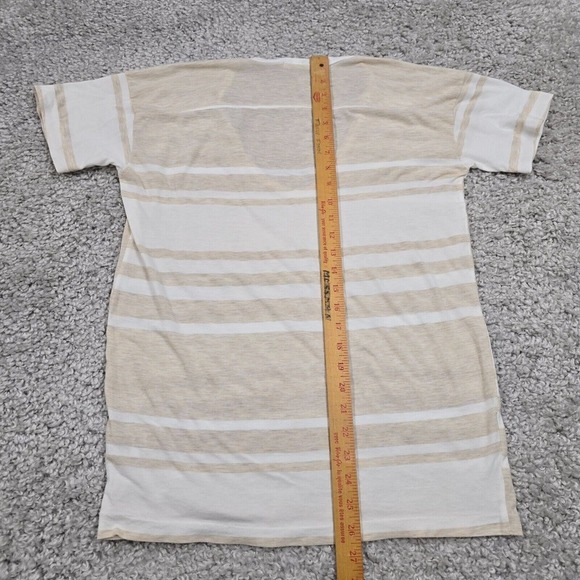 James Perse Top Womens 3 (Large) Tan White‎ Striped Short Sleeve Scoop Neck - Picture 8 of 9